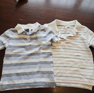 Janie and Jack Striped Polo Shirts (2)- Light Blue, White & Soft Pink